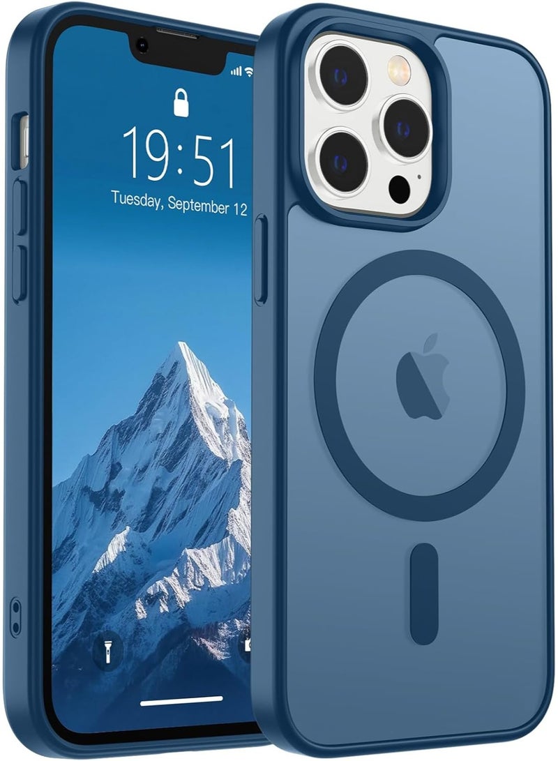 ACLIX Matte Magnetic case for iPhone 13 Pro, High Grade Drop Protection with Shockproof Strip, Translucent Matte Back Phone Case | Dark Blue - Image 1